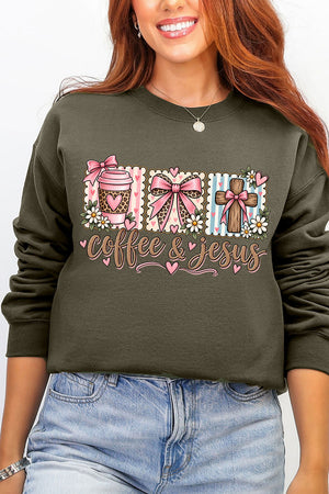 Coffee & Jesus Coquette Ecosmart Crewneck Sweatshirt