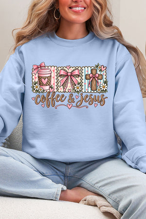 Coffee & Jesus Coquette Ecosmart Crewneck Sweatshirt