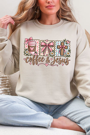Coffee & Jesus Coquette Ecosmart Crewneck Sweatshirt