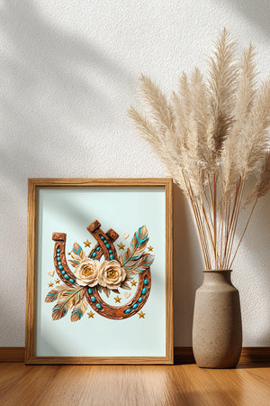 Desert Rose Horseshoe Ready To Frame Canvas Print