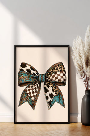 Prairie Patchwork Bow Ivory Ready To Frame Canvas Print