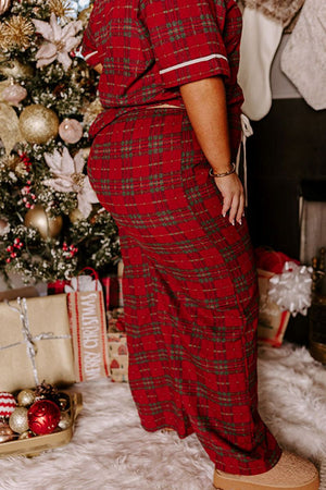 PREORDER! ETA 11/16 Plus Size Plaid Tidings Red Button Top and Pants Pajama Set **SHIPPING EXPECTED TO BEGIN ON DATE 11/16 **