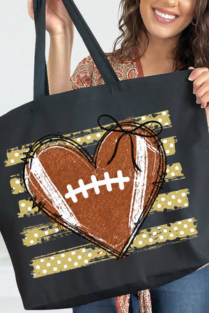 Gold Football Sweetheart Canvas Jumbo Tote