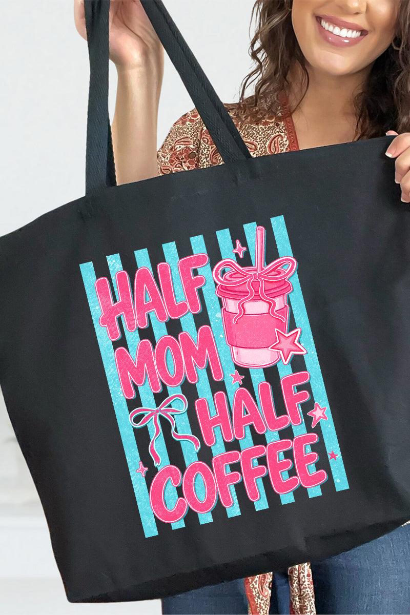 Pink Pop Half Mom Half Coffee Canvas Jumbo Tote