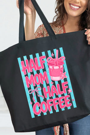 Pink Pop Half Mom Half Coffee Canvas Jumbo Tote