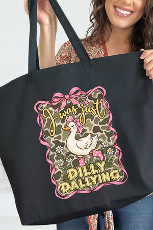 Dilly Dallying Camo Goose Canvas Jumbo Tote