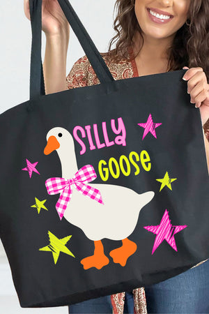 Just A Silly Goose Canvas Jumbo Tote