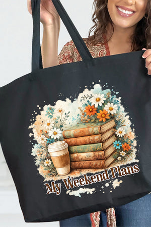 Weekend Books & Brews Canvas Jumbo Tote