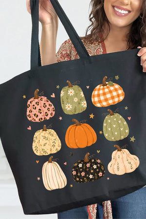 Patchwork Pumpkin Parade Canvas Jumbo Tote