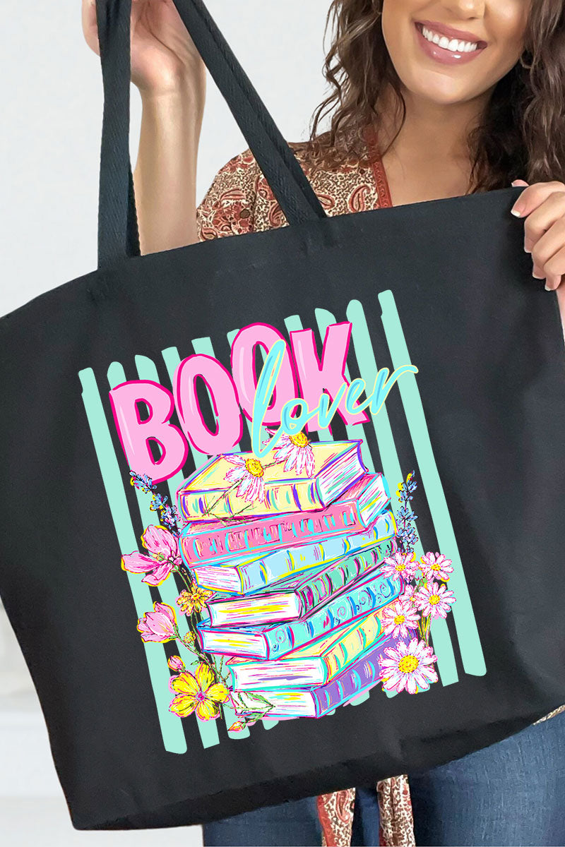 Petals & Paperback Book Lover Canvas Jumbo Tote