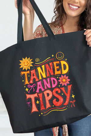 Tanned And Tipsy State Of Mind Canvas Jumbo Tote