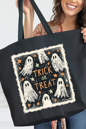 Trick Or Treat Ghost Crew Canvas Jumbo Tote
