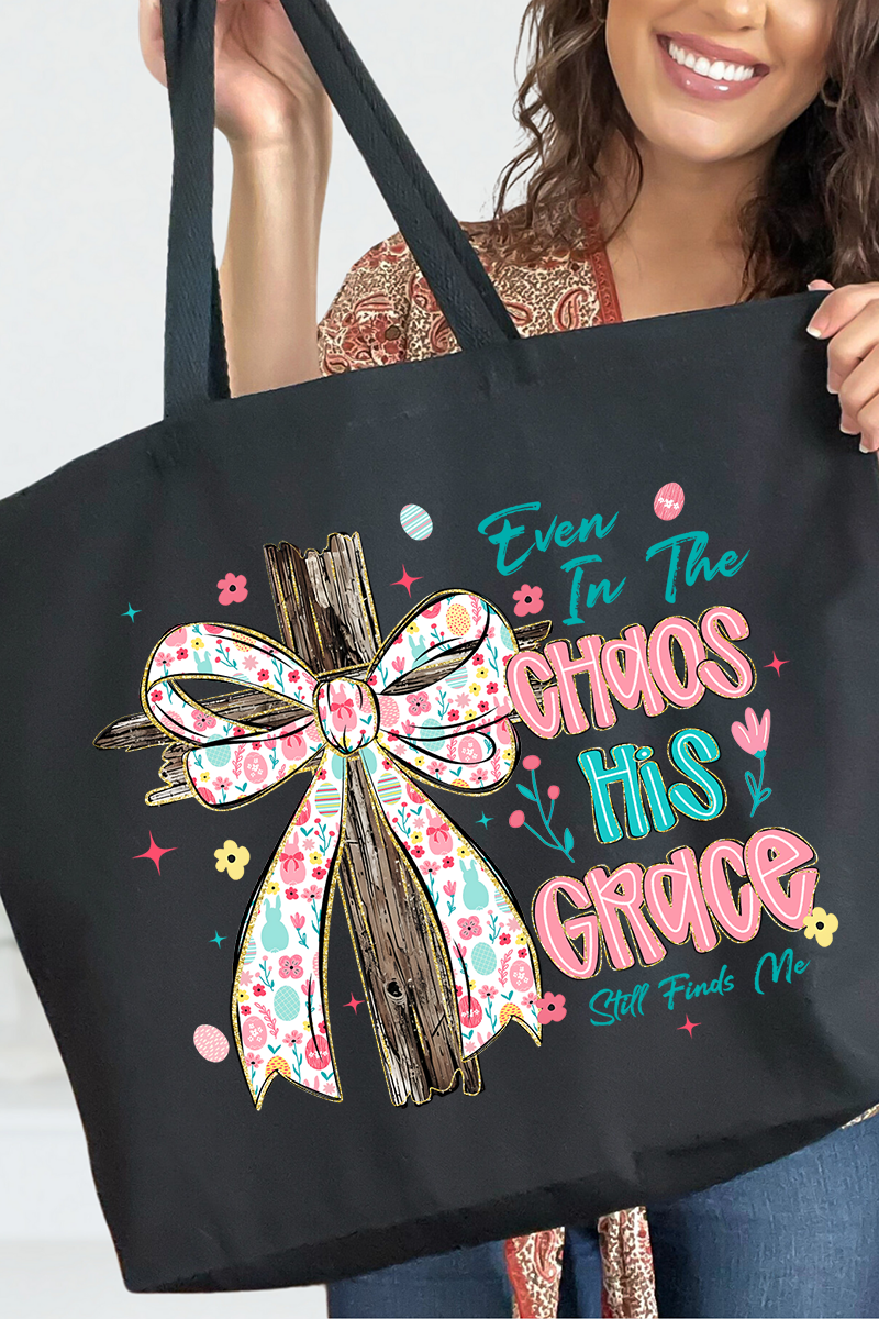 In The Chaos Coquette Cross Canvas Jumbo Tote