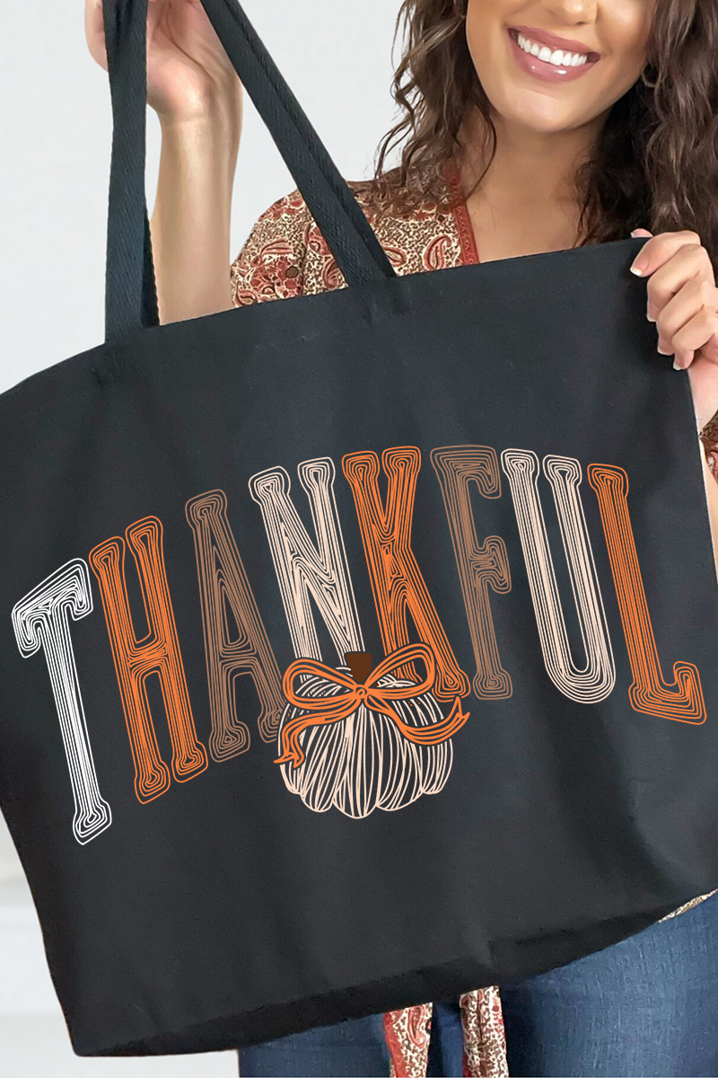 Thankful Sketch Canvas Jumbo Tote