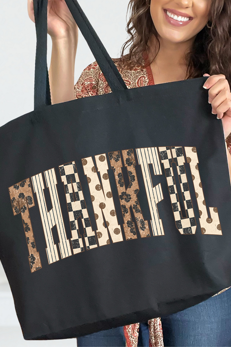 Toasted Thankful Canvas Jumbo Tote