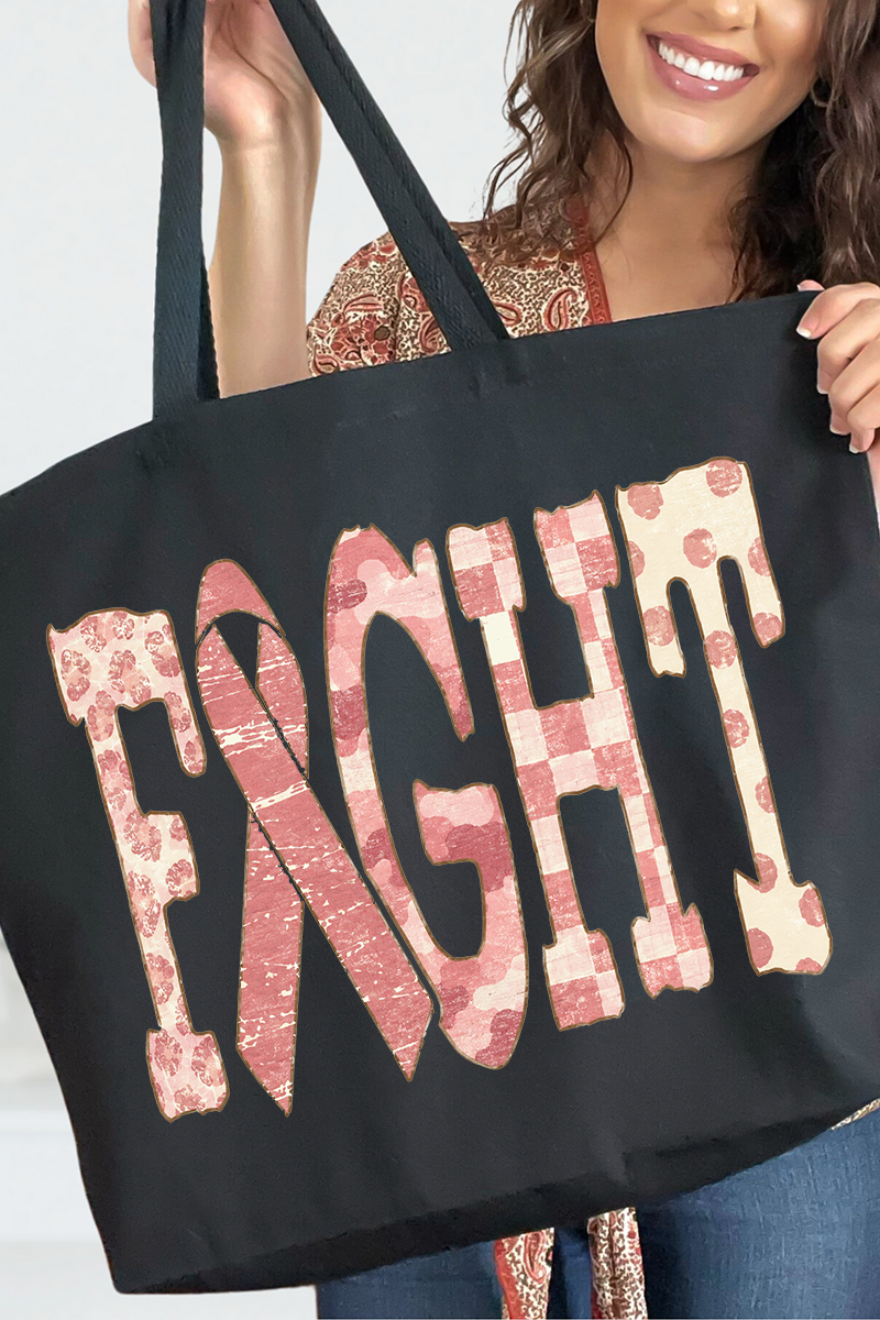 Pink Patterned Fight Canvas Jumbo Tote