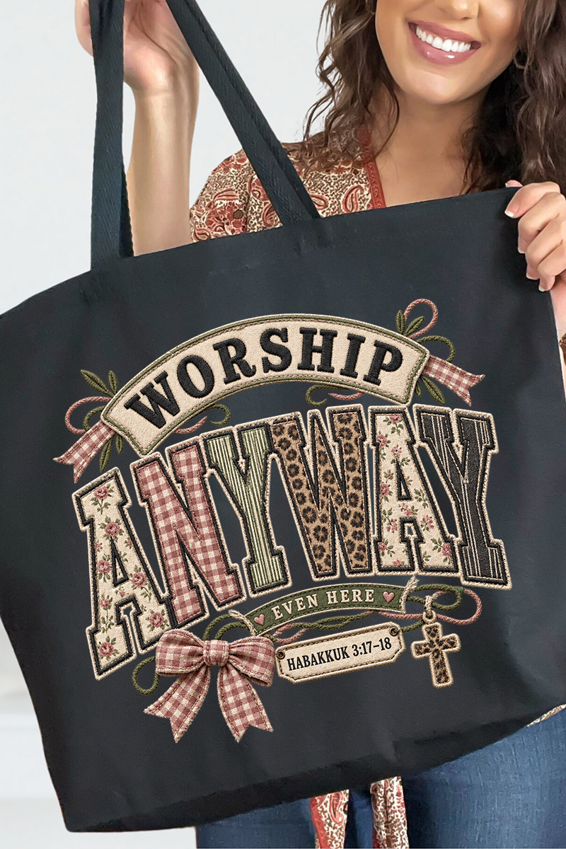 Worship Anyway Canvas Jumbo Tote