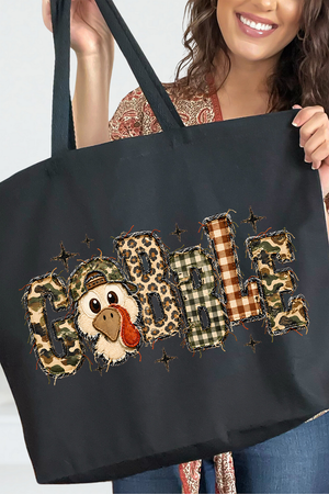 Gobble In Camo Canvas Jumbo Tote