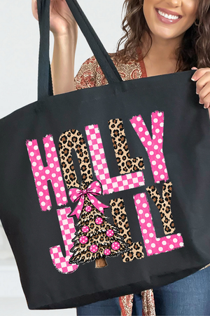 Wild & Pink Holly Jolly Canvas Jumbo Tote