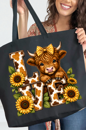 Little Highland Love Canvas Jumbo Tote