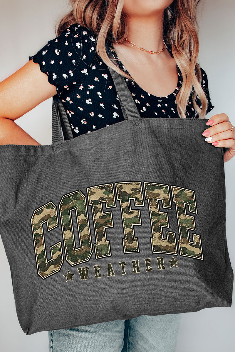Camo Coffee Weather Canvas Jumbo Tote