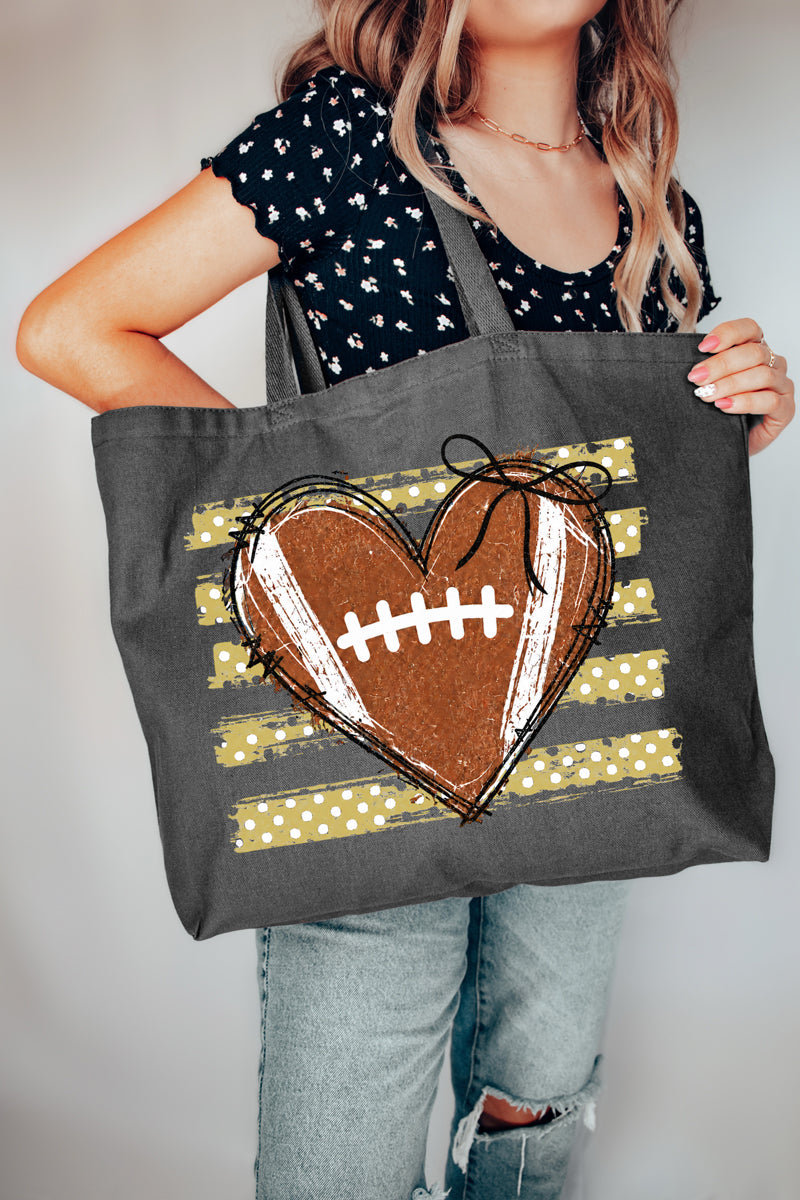 Gold Football Sweetheart Canvas Jumbo Tote