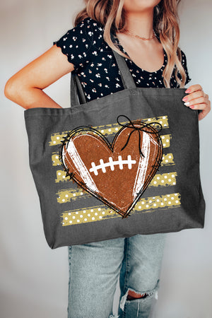 Gold Football Sweetheart Canvas Jumbo Tote