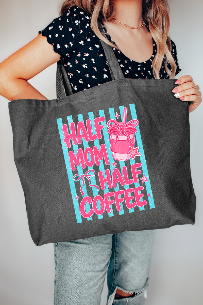 Pink Pop Half Mom Half Coffee Canvas Jumbo Tote