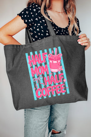 Pink Pop Half Mom Half Coffee Canvas Jumbo Tote