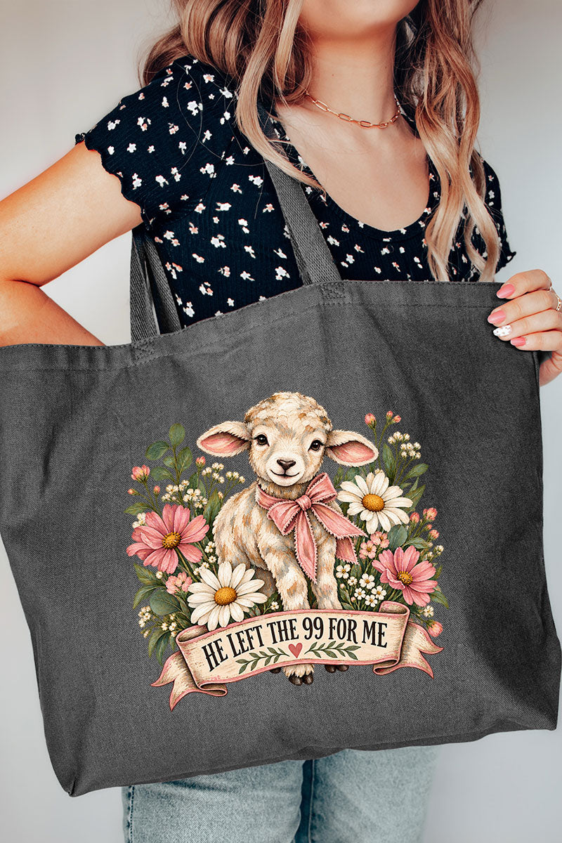 Lamb Left The 99 Canvas Jumbo Tote