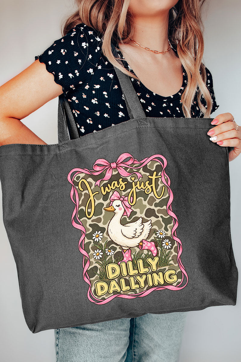 Dilly Dallying Camo Goose Canvas Jumbo Tote