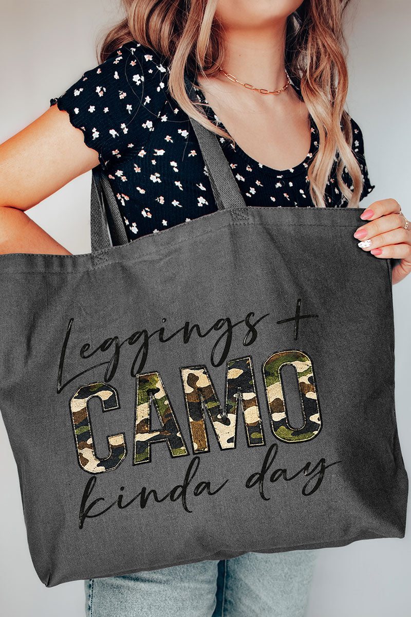 Leggings + Camo Kinda Day Canvas Jumbo Tote