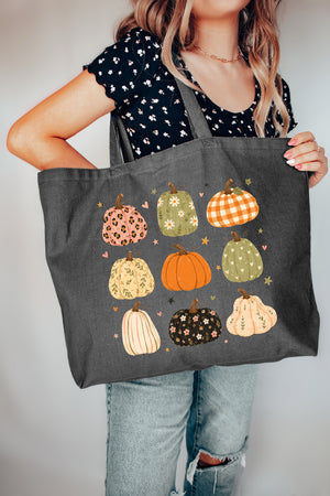 Patchwork Pumpkin Parade Canvas Jumbo Tote