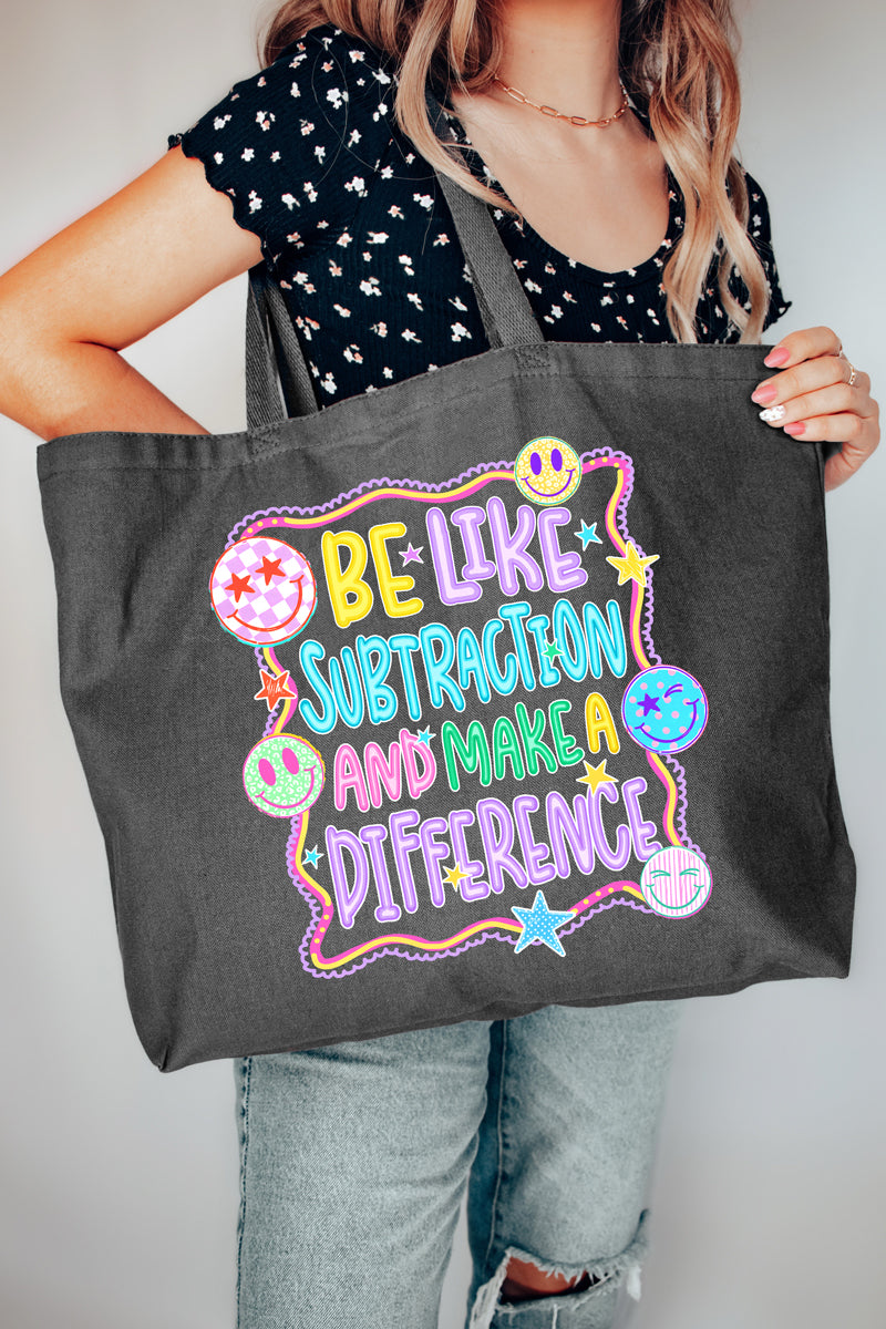 Playful Be Like Subtraction Canvas Jumbo Tote