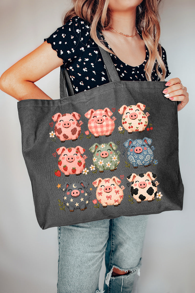 Piggy Crew Canvas Jumbo Tote