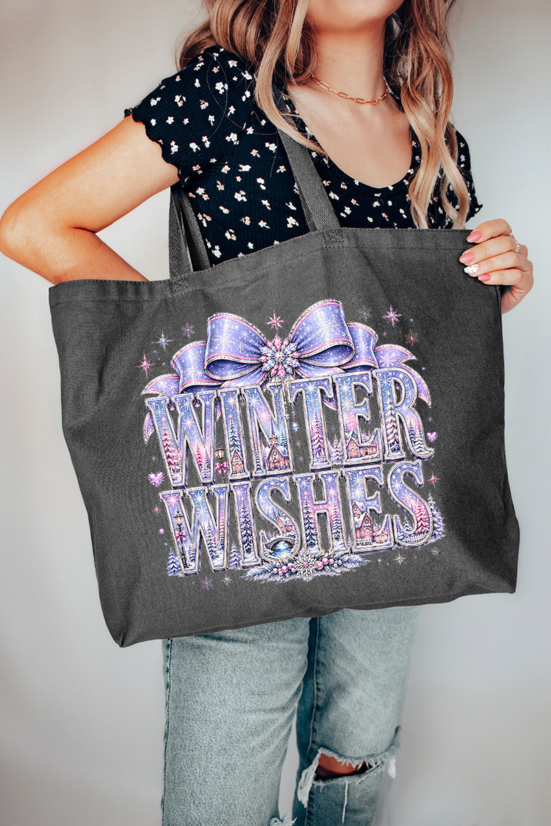 Winter Wishes Wonderland Canvas Jumbo Tote