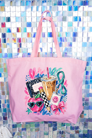 Bows, Books & Brews Canvas Jumbo Tote