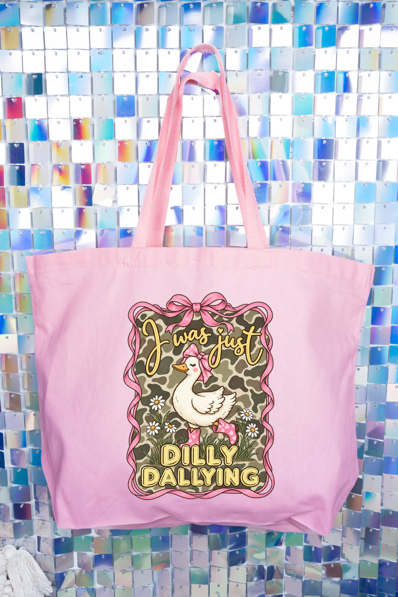Dilly Dallying Camo Goose Canvas Jumbo Tote