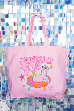 Mentally Somewhere Expensive Canvas Jumbo Tote
