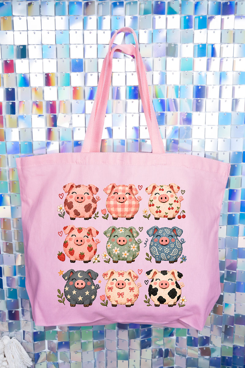 Piggy Crew Canvas Jumbo Tote