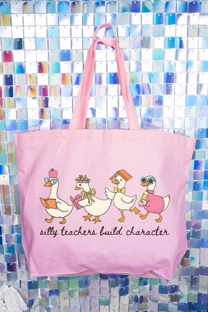 Silly Teachers Goose Parade Canvas Jumbo Tote