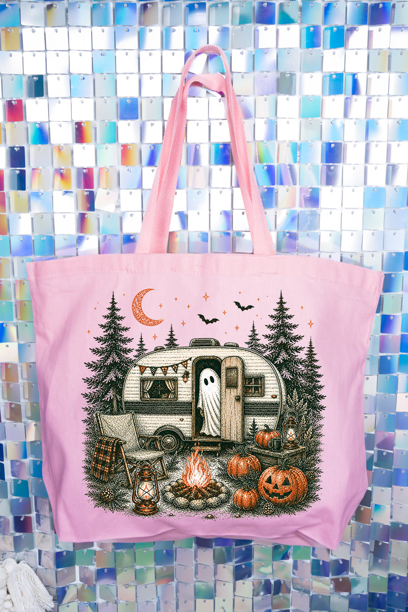 Spooky Campfire Night Canvas Jumbo Tote