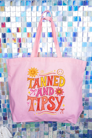 Tanned And Tipsy State Of Mind Canvas Jumbo Tote