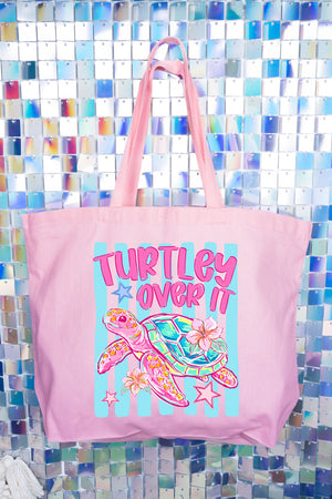 Turtley Over It Canvas Jumbo Tote