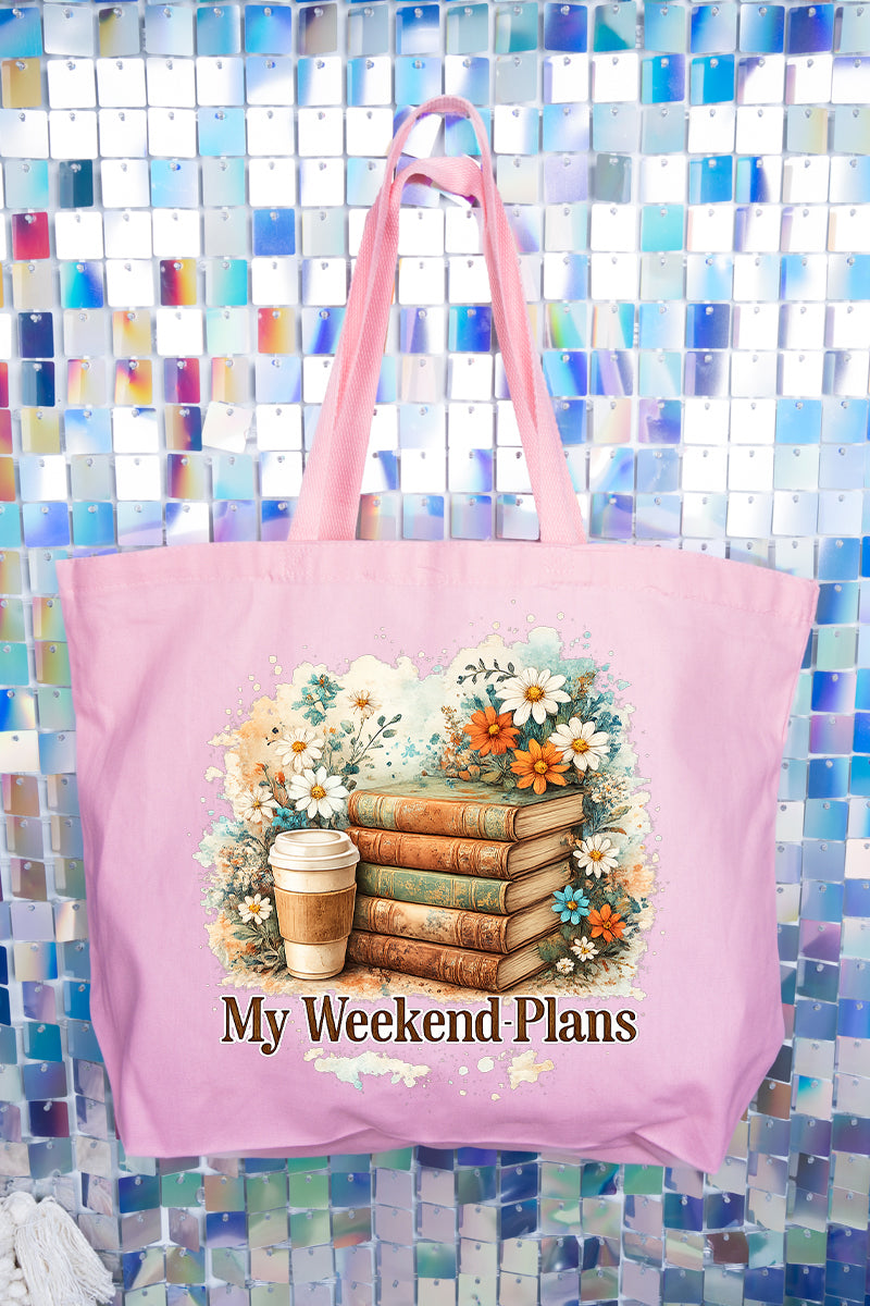 Weekend Books & Brews Canvas Jumbo Tote