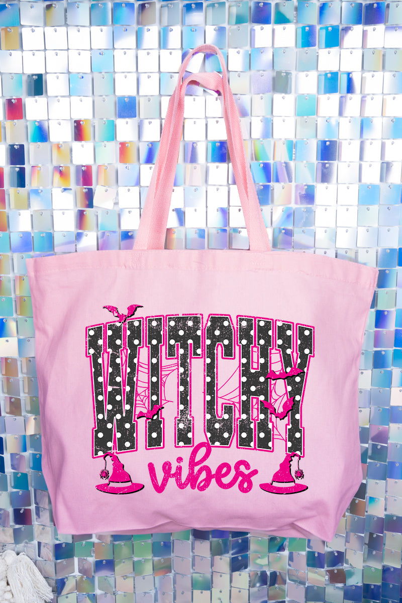 Dotted Witchy Vibes Canvas Jumbo Tote