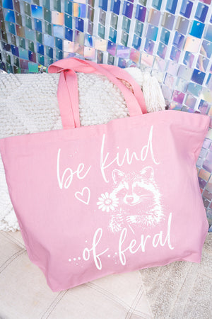 Be Kind Of Feral Raccoon Canvas Jumbo Tote
