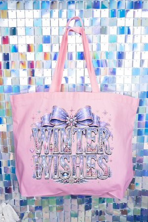 Winter Wishes Wonderland Canvas Jumbo Tote