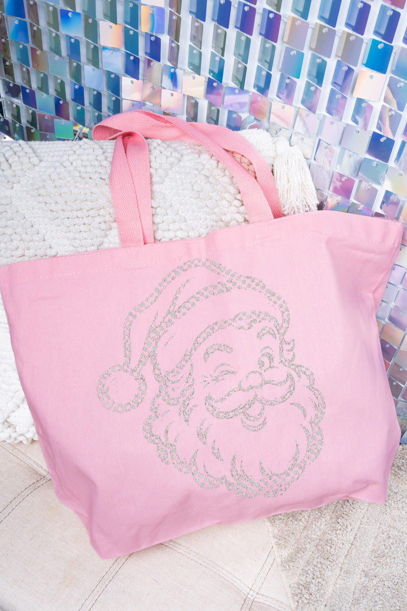 Classic Christmas Santa Canvas Jumbo Tote