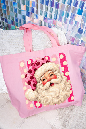 Pink Dot Jolly Santa Canvas Jumbo Tote